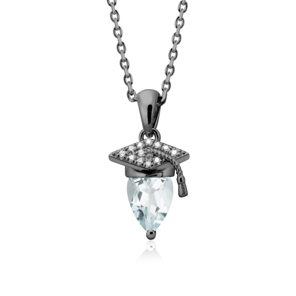 Graduation Gift Aquamarine Necklace - LUO Jewelry #metal_black finish sterling silver