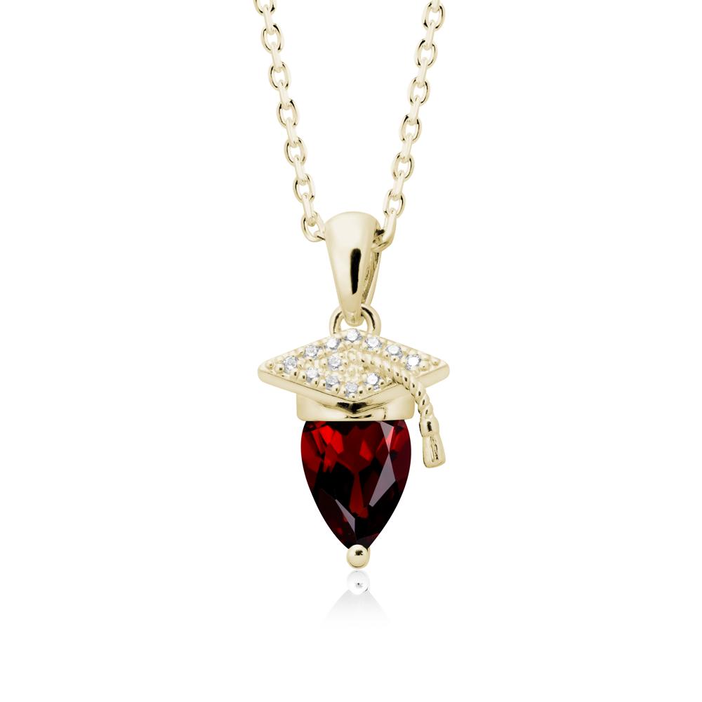 Pear Cut Garnet Graduation Necklace - LUO Jewelry #metal_14k yellow gold