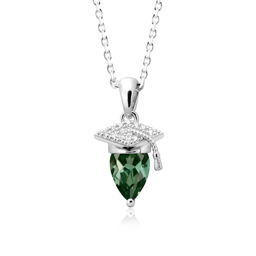 Graduation Gift Green Sapphire Necklace - LUO Jewelry #metal_18k white gold
