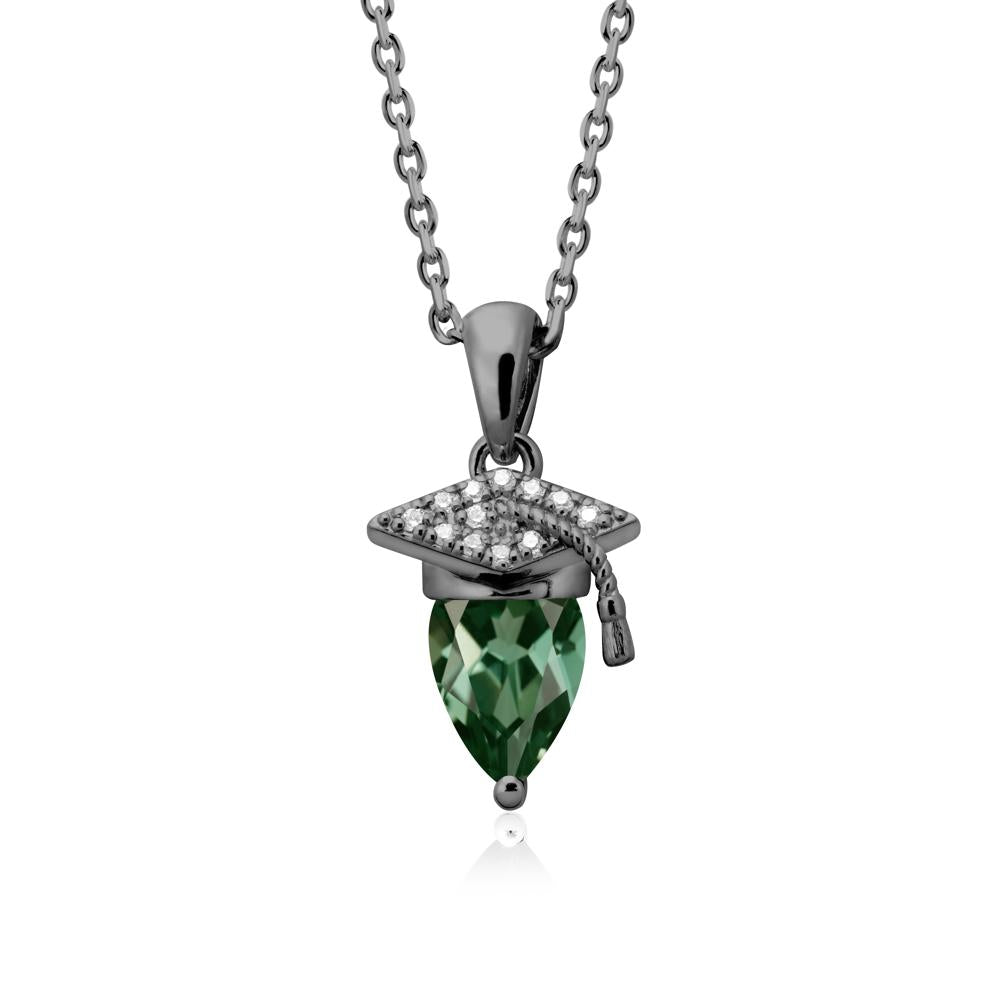 Graduation Gift Green Sapphire Necklace - LUO Jewelry #metal_black finish sterling silver