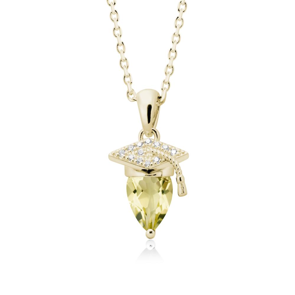 Pear Cut Lemon Quartz Graduation Necklace - LUO Jewelry #metal_14k yellow gold