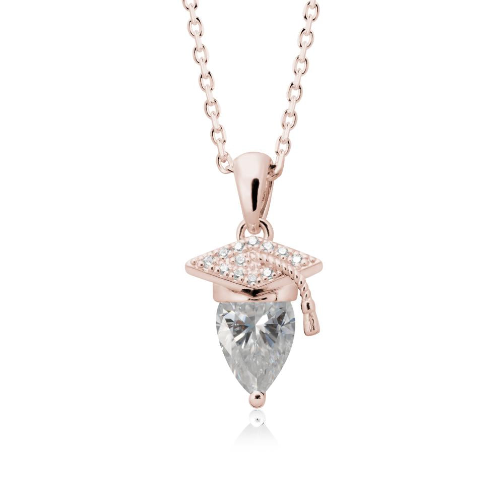 Graduation Gift Moissanite Necklace - LUO Jewelry #metal_14k rose gold