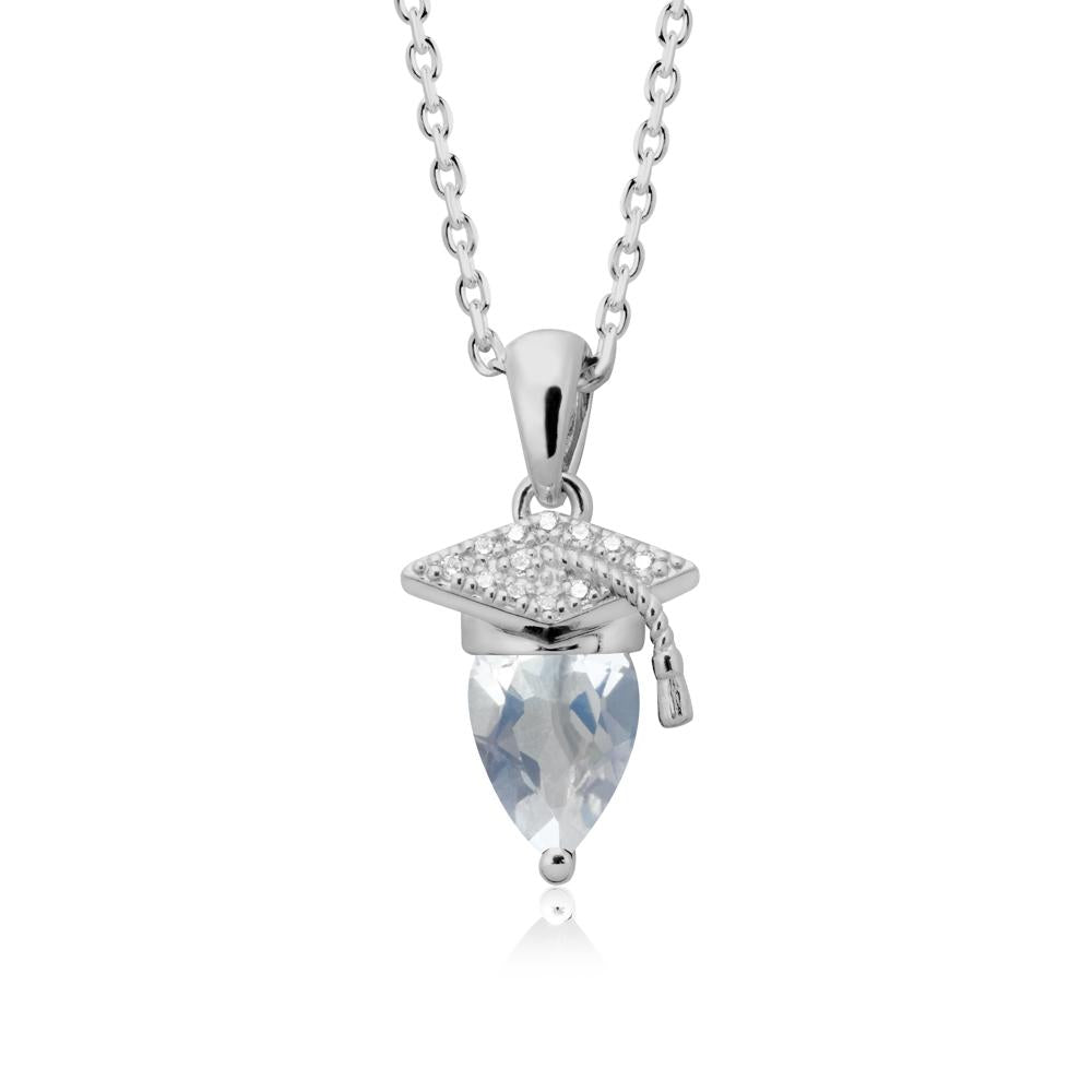 Pear Cut Moonstone Graduation Necklace - LUO Jewelry #metal_platinum