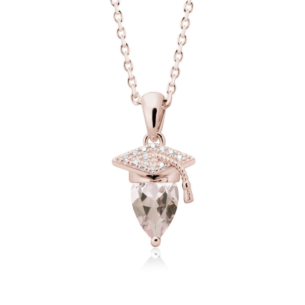 Graduation Cap Morganite Pendant Necklace - LUO Jewelry #metal_14k rose gold