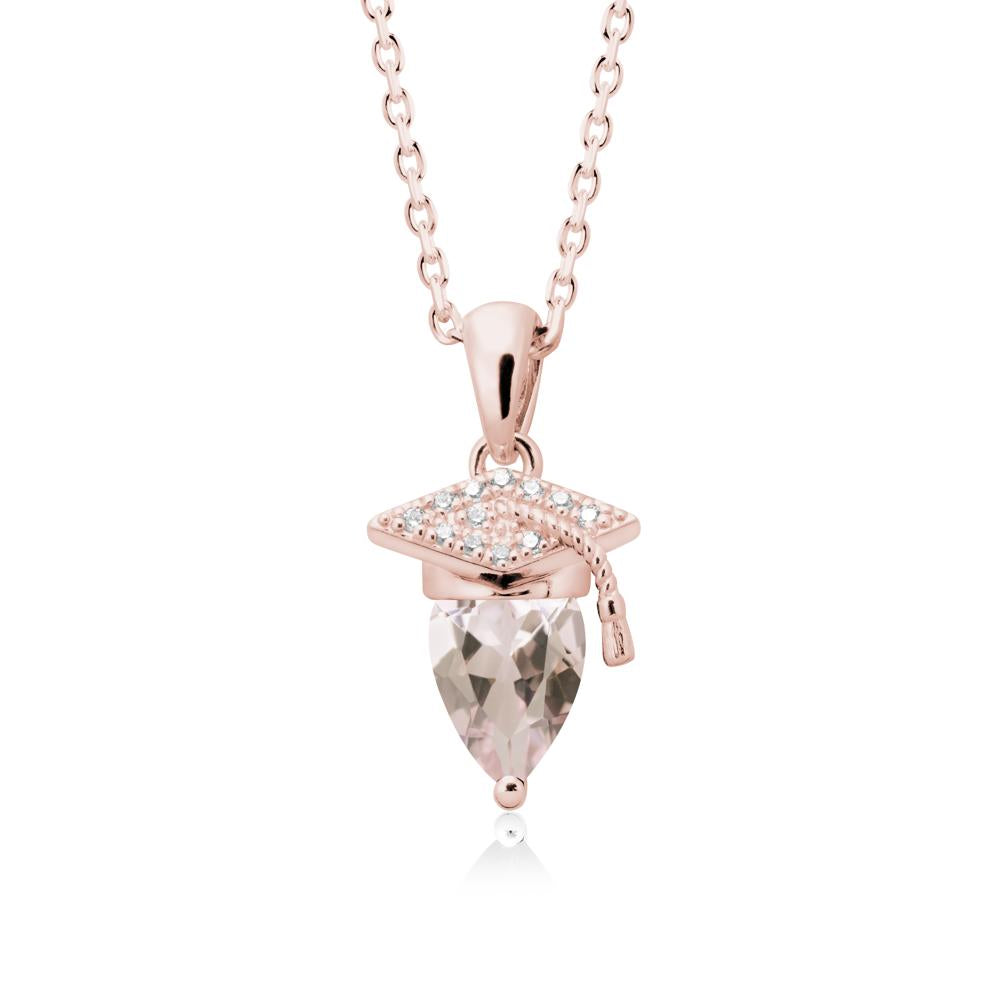 Graduation Cap Morganite Pendant Necklace - LUO Jewelry #metal_18k rose gold