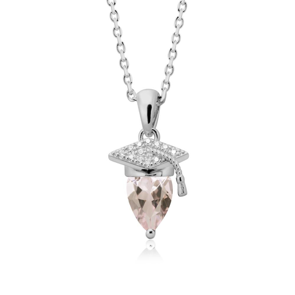 Graduation Cap Morganite Pendant Necklace - LUO Jewelry #metal_platinum