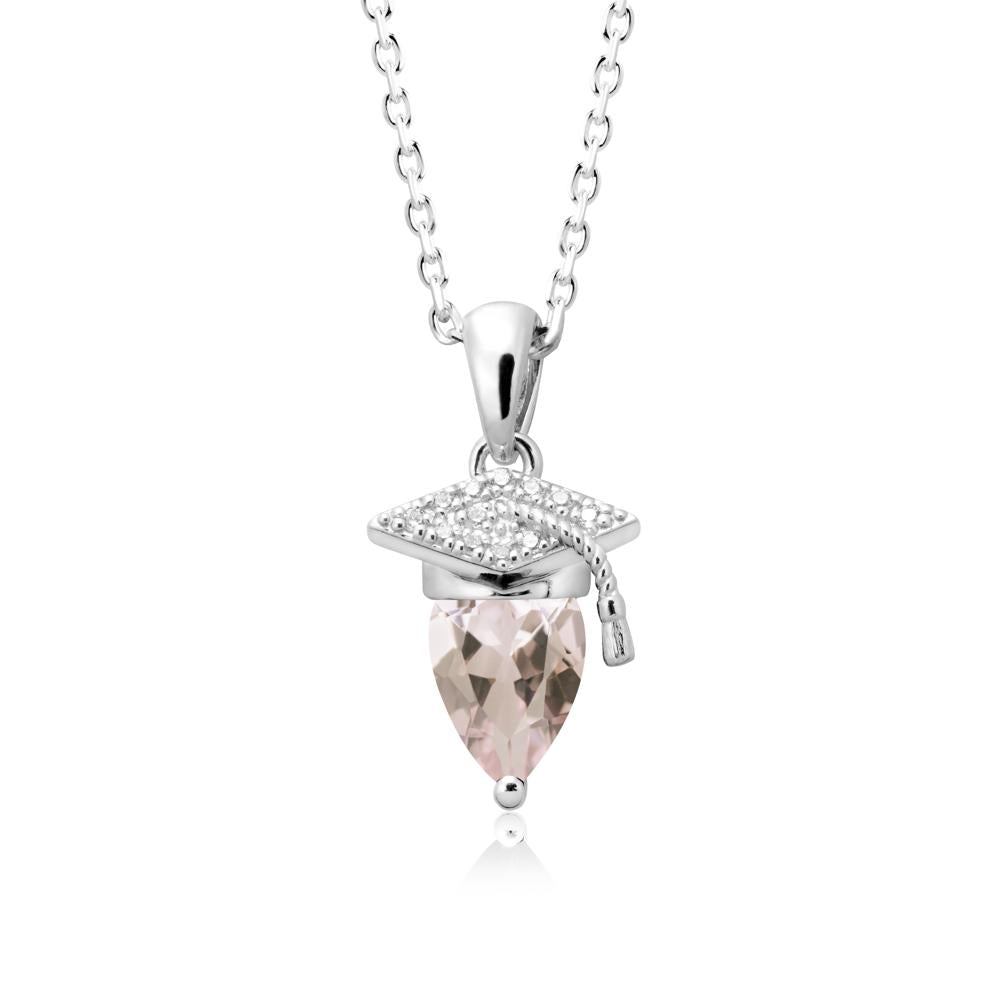 Graduation Cap Morganite Pendant Necklace - LUO Jewelry #metal_sterling silver