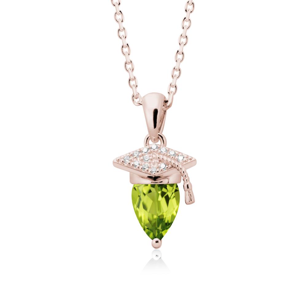 Pear Cut Peridot Graduation Necklace - LUO Jewelry #metal_14k rose gold