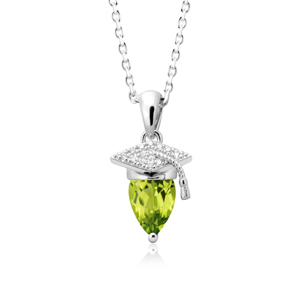 Pear Cut Peridot Graduation Necklace - LUO Jewelry #metal_18k white gold
