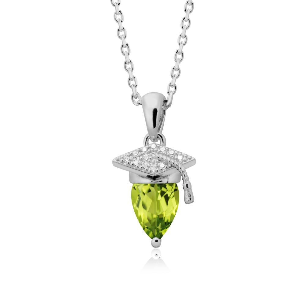 Pear Cut Peridot Graduation Necklace - LUO Jewelry #metal_platinum