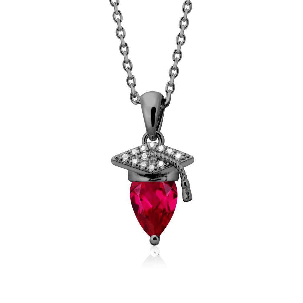 Graduation Gift Ruby Necklace - LUO Jewelry #metal_black finish sterling silver