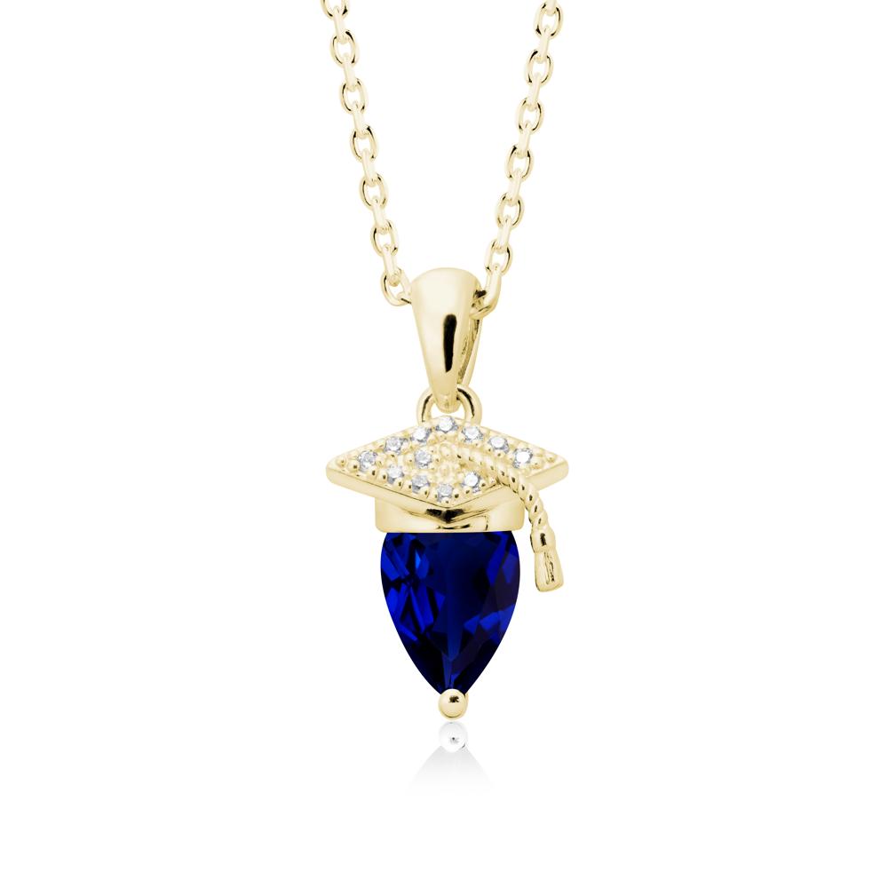 Pear Cut Sapphire Graduation Necklace - LUO Jewelry #metal_18k yellow gold