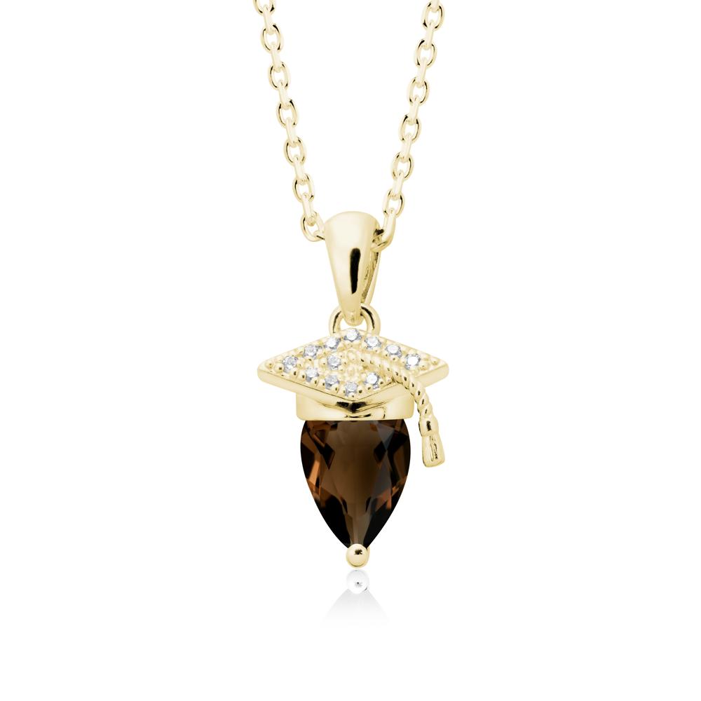 Graduation Cap Smoky Quartz Pendant Necklace - LUO Jewelry #metal_18k yellow gold