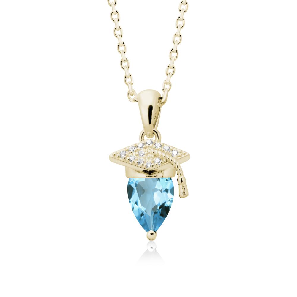 Graduation Gift Swiss Blue Topaz Necklace - LUO Jewelry #metal_14k yellow gold