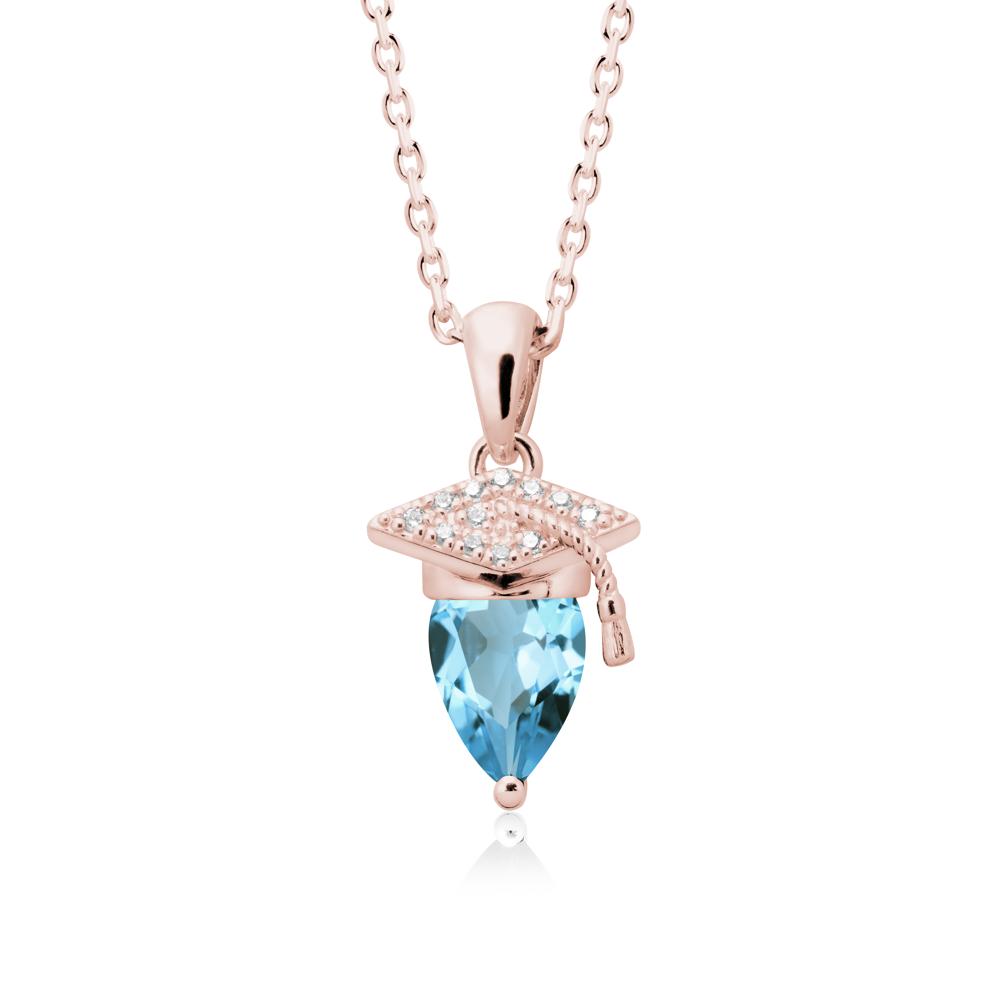 Graduation Gift Swiss Blue Topaz Necklace - LUO Jewelry #metal_18k rose gold
