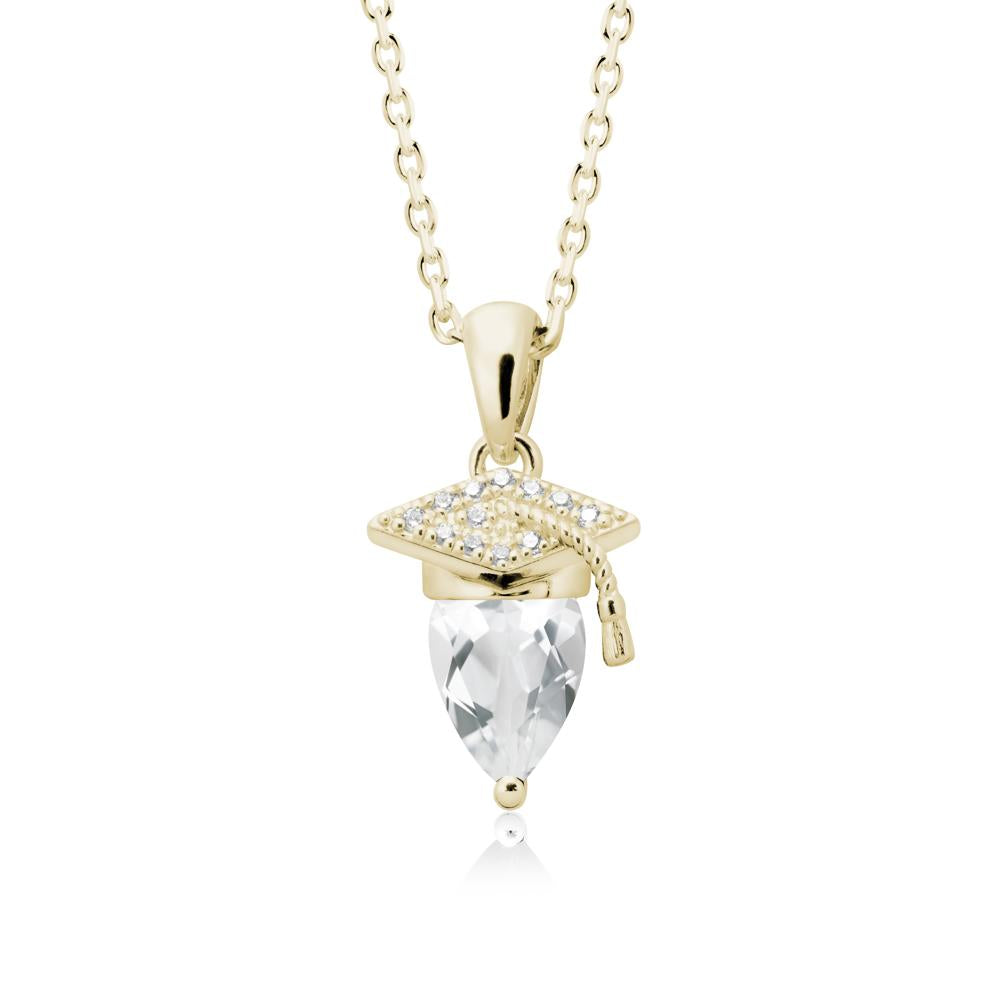 Pear Cut White Topaz Graduation Necklace - LUO Jewelry #metal_14k yellow gold