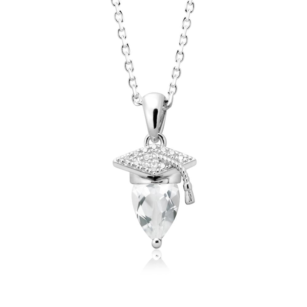 Pear Cut White Topaz Graduation Necklace - LUO Jewelry #metal_18k white gold