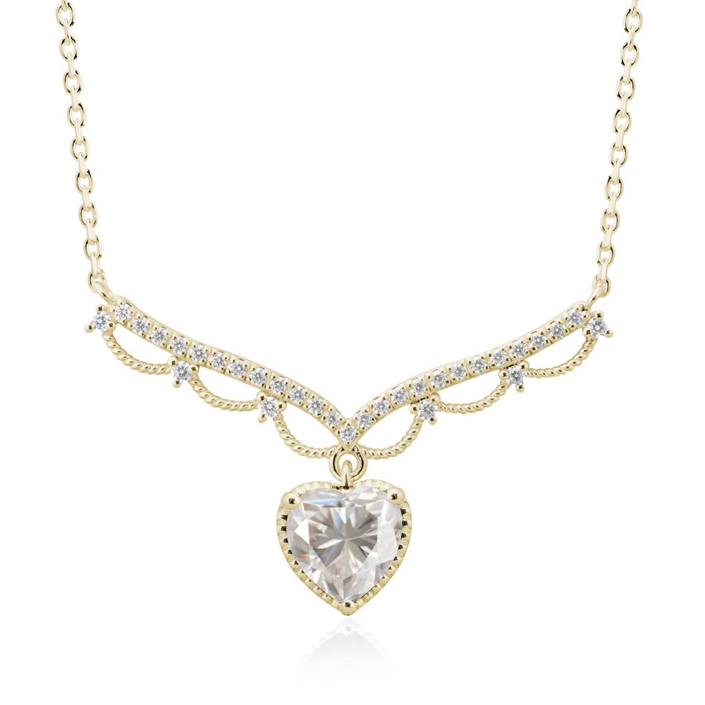 Heart Shaped Moissanite V Shaped Necklace - LUO Jewelry #metal_14k yellow gold