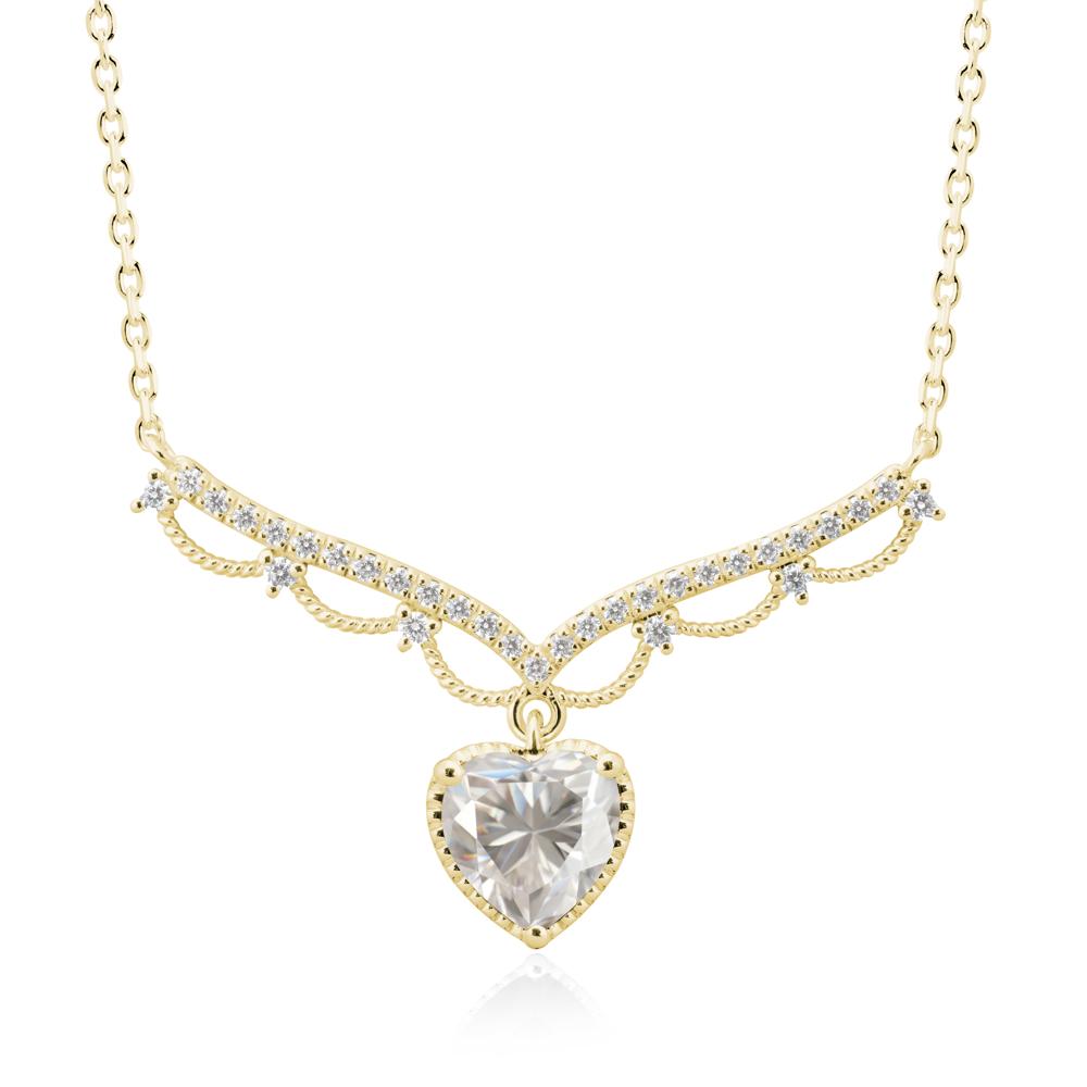 Heart Shaped Moissanite V Shaped Necklace - LUO Jewelry #metal_18k yellow gold