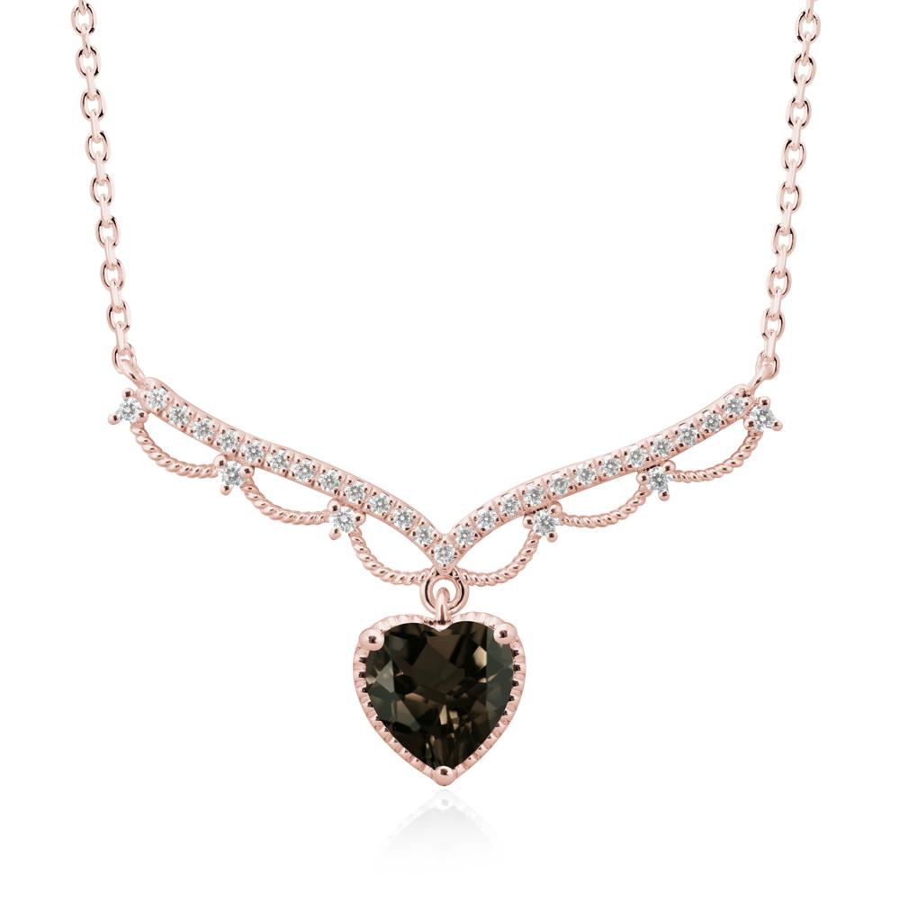 Heart Shaped Smoky Quartz Necklace with Pave Accents - LUO Jewelry #metal_18k rose gold