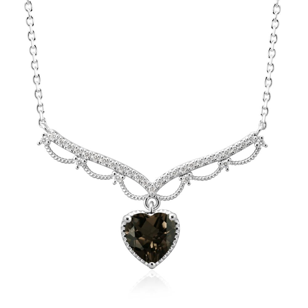 Heart Shaped Smoky Quartz Necklace with Pave Accents - LUO Jewelry #metal_sterling silver