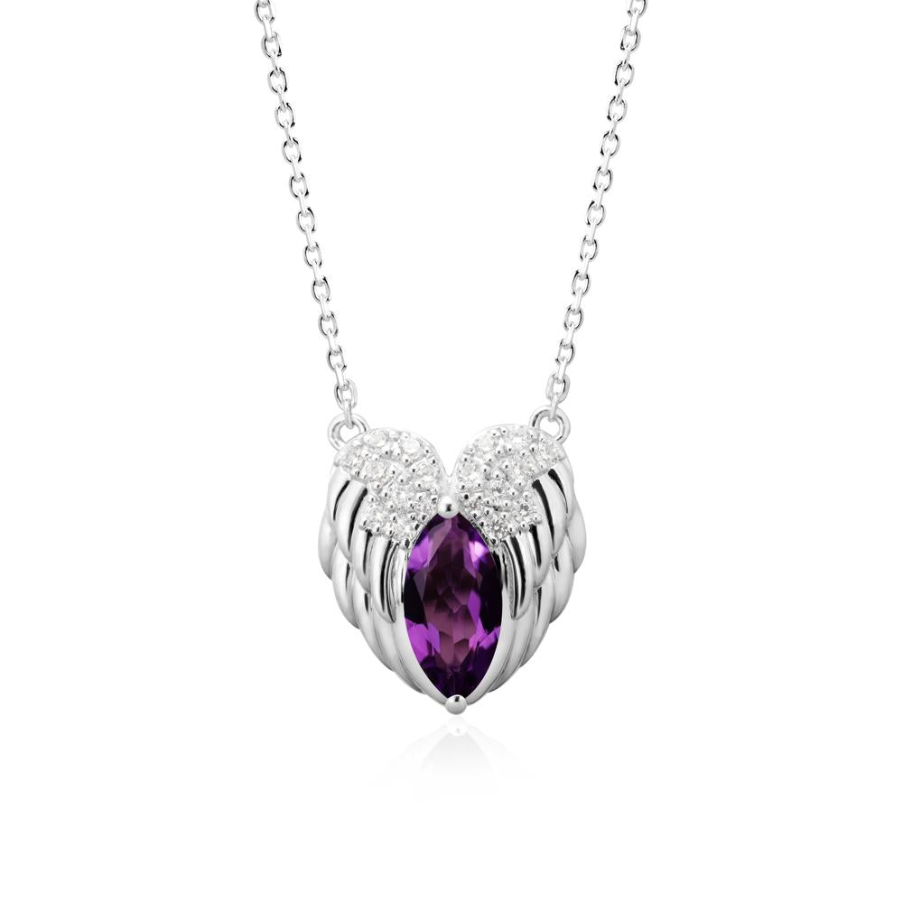 Guardian Angel Wings Amethyst Necklace - LUO Jewelry #metal_14k white gold