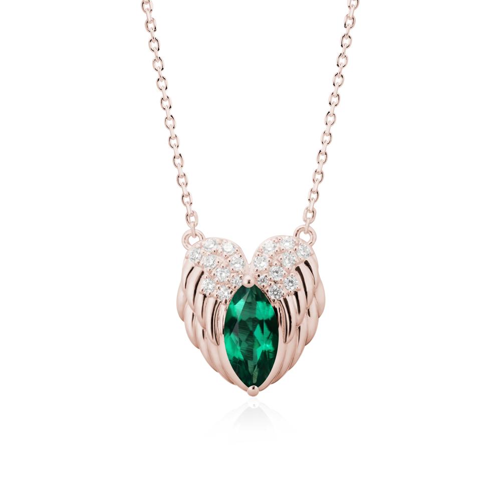 Guardian Angel Wings Emerald Necklace - LUO Jewelry #metal_14k rose gold