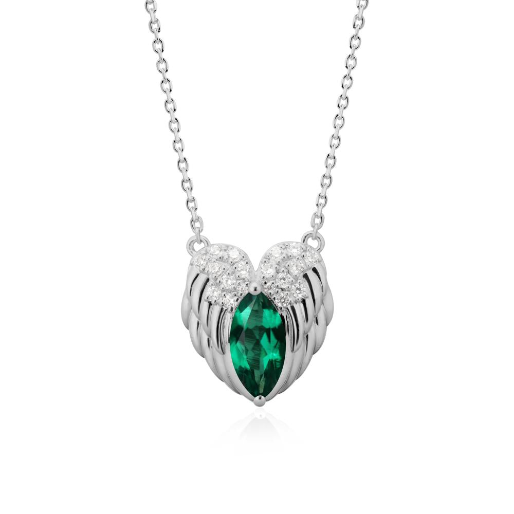 Guardian Angel Wings Emerald Necklace - LUO Jewelry #metal_platinum