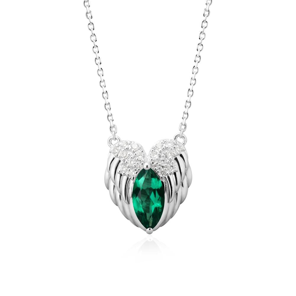 Guardian Angel Wings Emerald Necklace - LUO Jewelry #metal_sterling silver