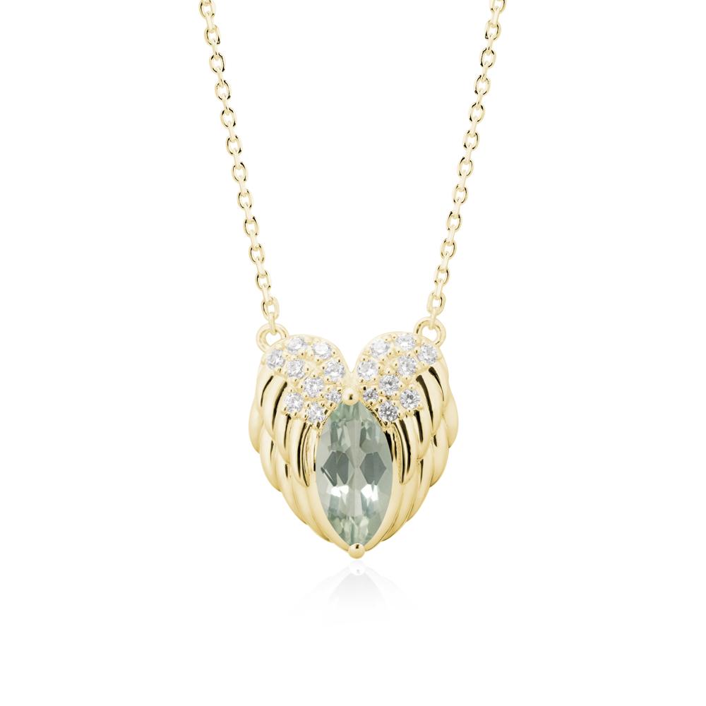 Marquise Green Amethyst Angel Wings Heart Pendant - LUO Jewelry #metal_18k yellow gold