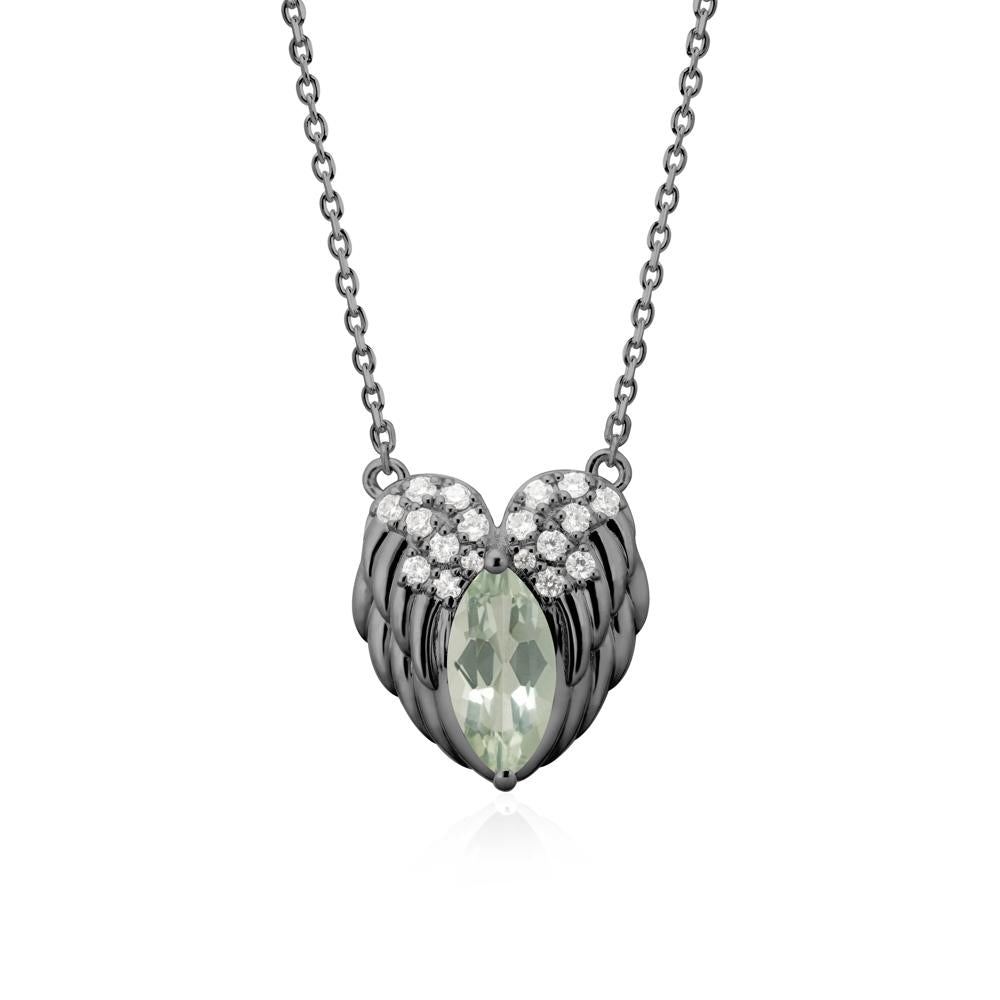 Marquise Green Amethyst Angel Wings Heart Pendant - LUO Jewelry #metal_black finish sterling silver