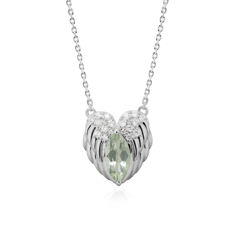 Marquise Green Amethyst Angel Wings Heart Pendant - LUO Jewelry #metal_platinum