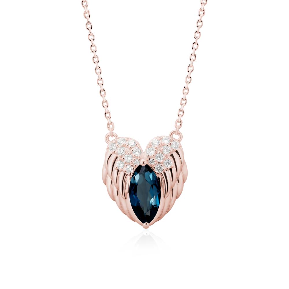 Guardian Angel Wings London Blue Topaz Necklace - LUO Jewelry #metal_18k rose gold