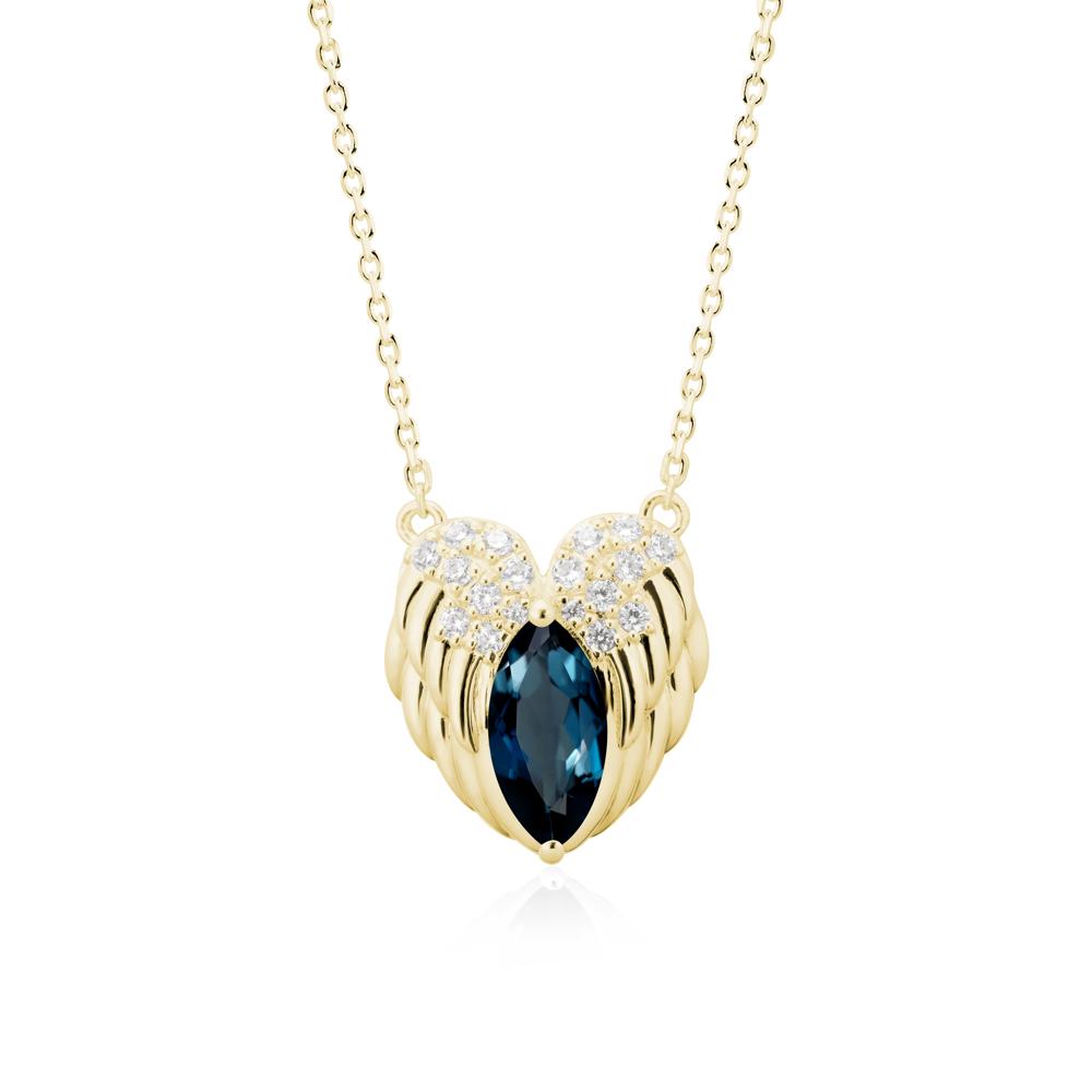 Guardian Angel Wings London Blue Topaz Necklace - LUO Jewelry #metal_18k yellow gold