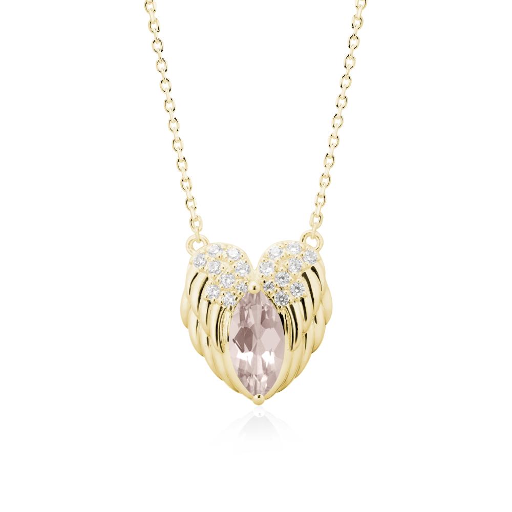 Marquise Morganite Angel Wings Heart Pendant - LUO Jewelry #metal_18k yellow gold