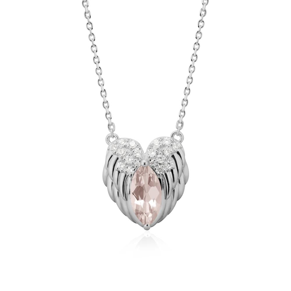 Marquise Morganite Angel Wings Heart Pendant - LUO Jewelry #metal_platinum