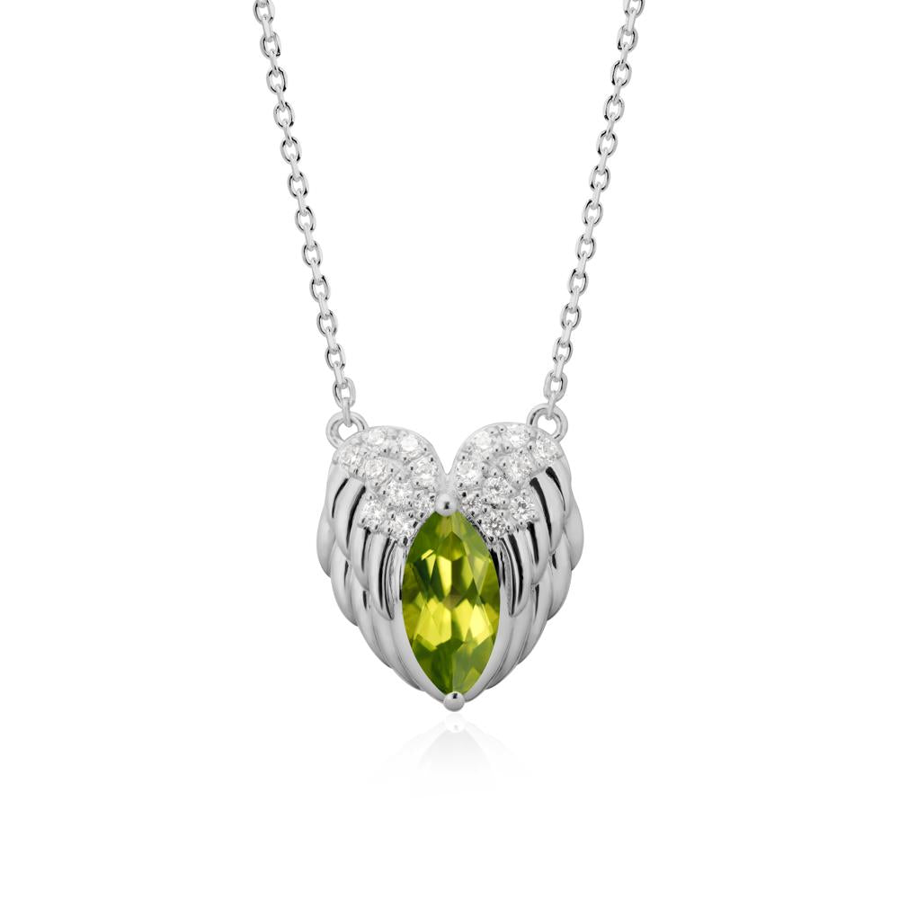 Guardian Angel Wings Peridot Necklace - LUO Jewelry #metal_platinum