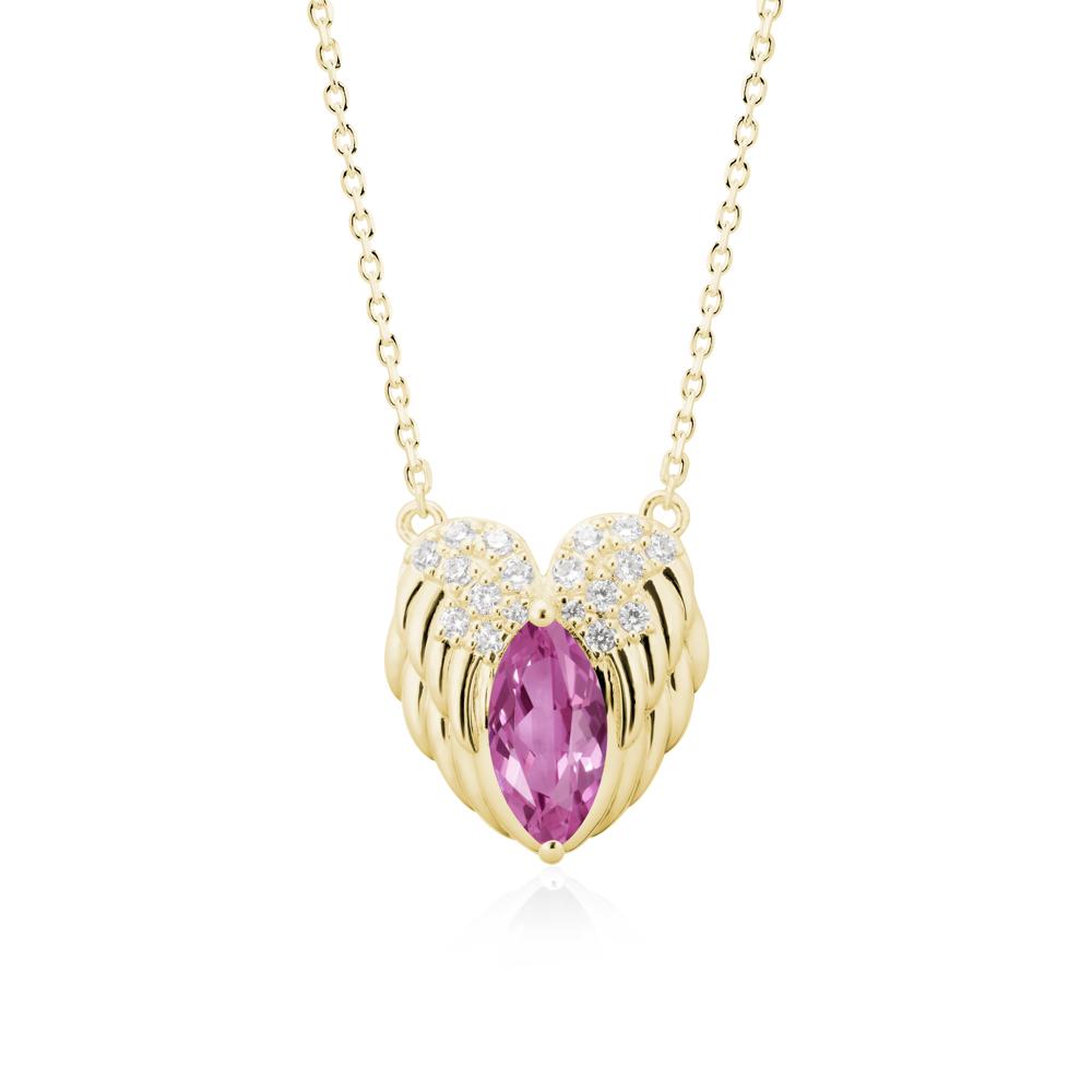 Guardian Angel Wings Pink Sapphire Necklace - LUO Jewelry #metal_18k yellow gold