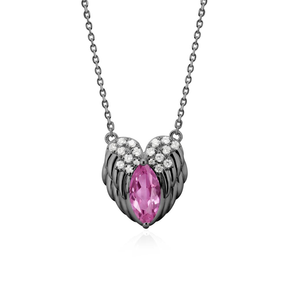 Guardian Angel Wings Pink Sapphire Necklace - LUO Jewelry #metal_black finish sterling silver