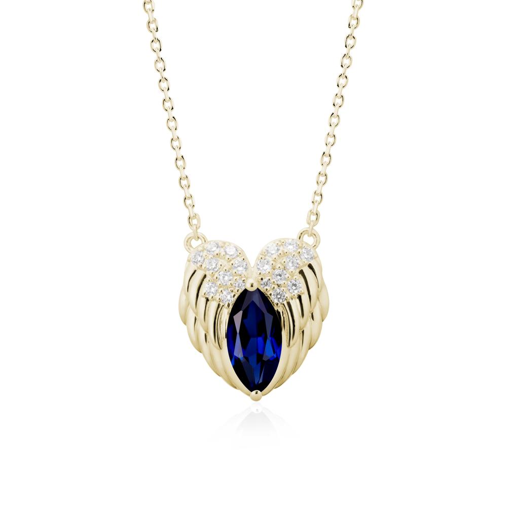 Guardian Angel Wings Sapphire Necklace - LUO Jewelry #metal_14k yellow gold