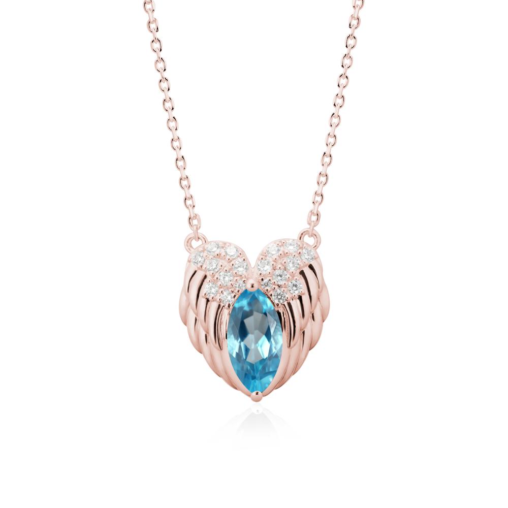 Guardian Angel Wings Swiss Blue Topaz Necklace - LUO Jewelry #metal_18k rose gold