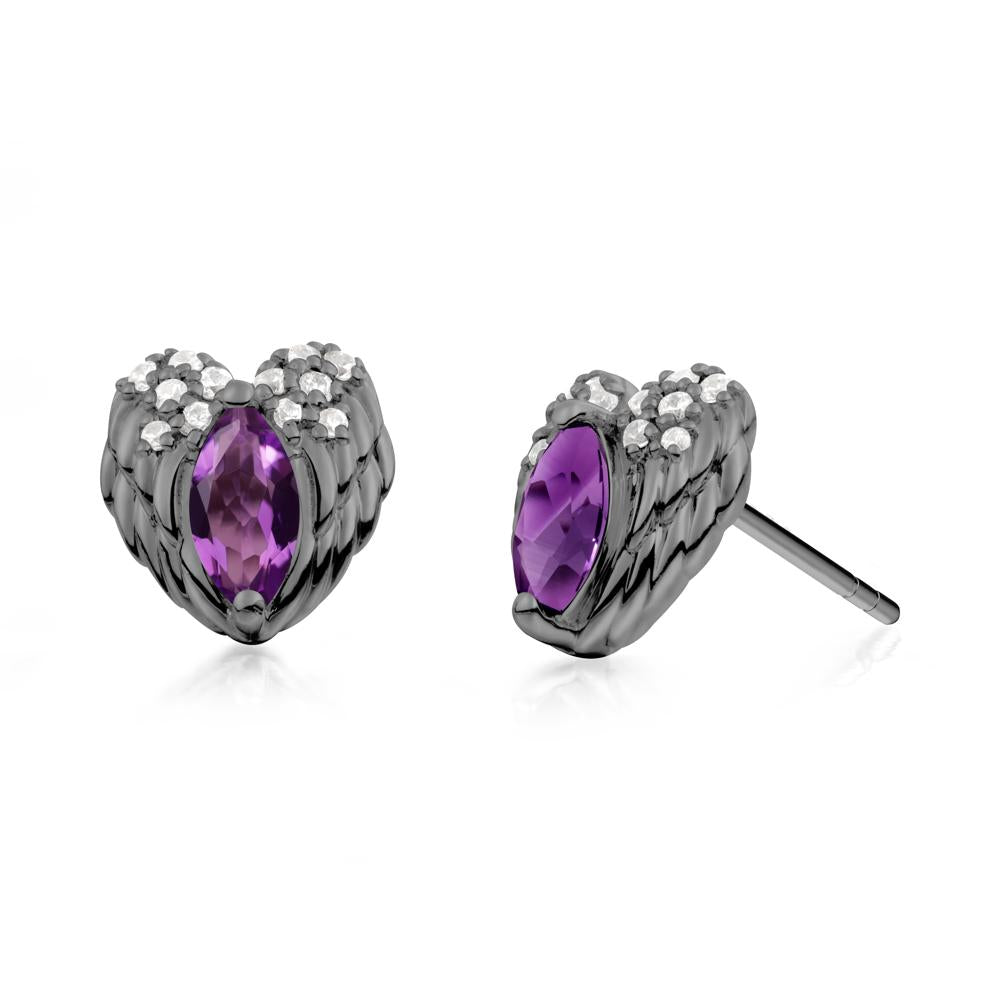 Guardian Angel Wings Amethyst Stud Earrings - LUO Jewelry #metal_black finish sterling silver