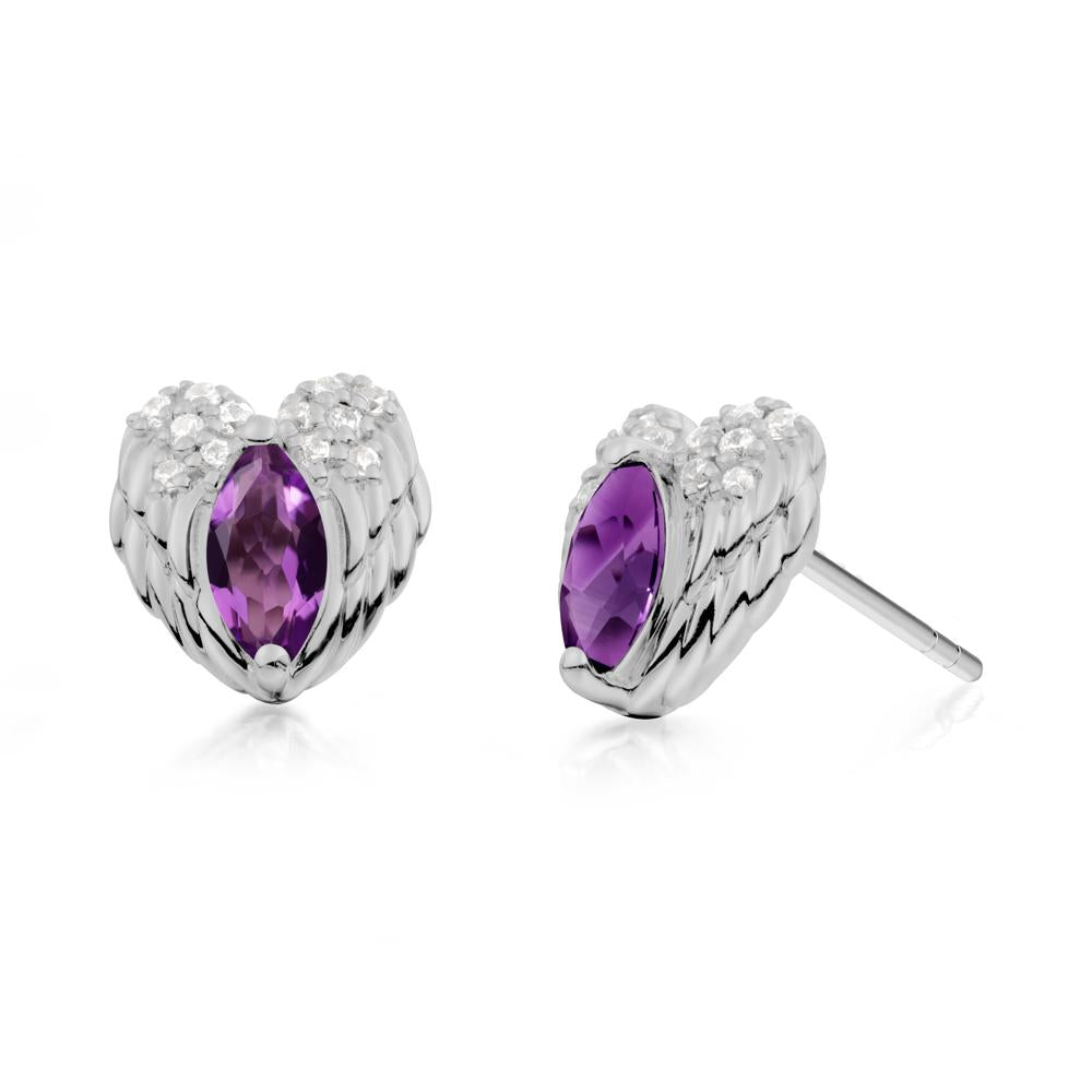 Guardian Angel Wings Amethyst Stud Earrings - LUO Jewelry #metal_platinum
