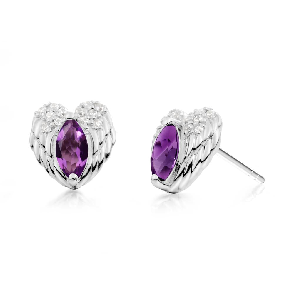 Guardian Angel Wings Amethyst Stud Earrings - LUO Jewelry #metal_sterling silver