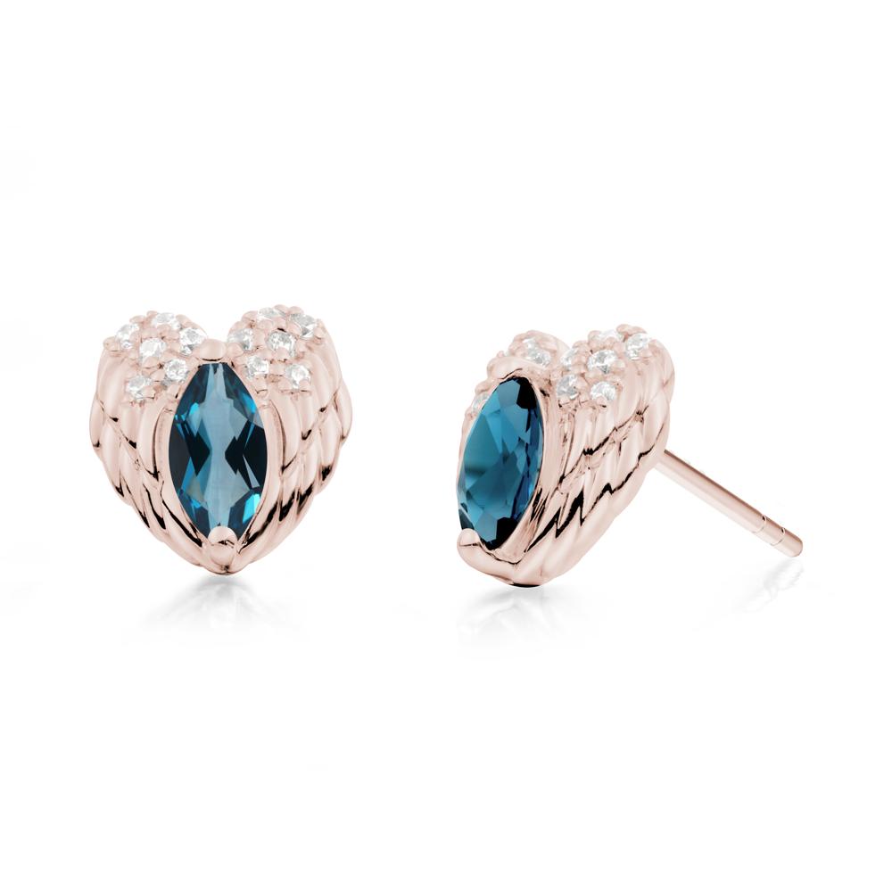 Guardian Angel Wings London Blue Topaz Stud Earrings - LUO Jewelry #metal_14k rose gold