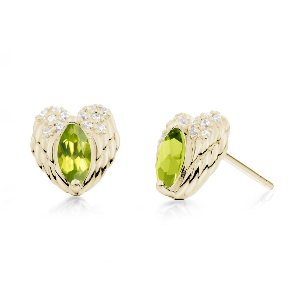 Guardian Angel Wings Peridot Stud Earrings - LUO Jewelry #metal_14k yellow gold