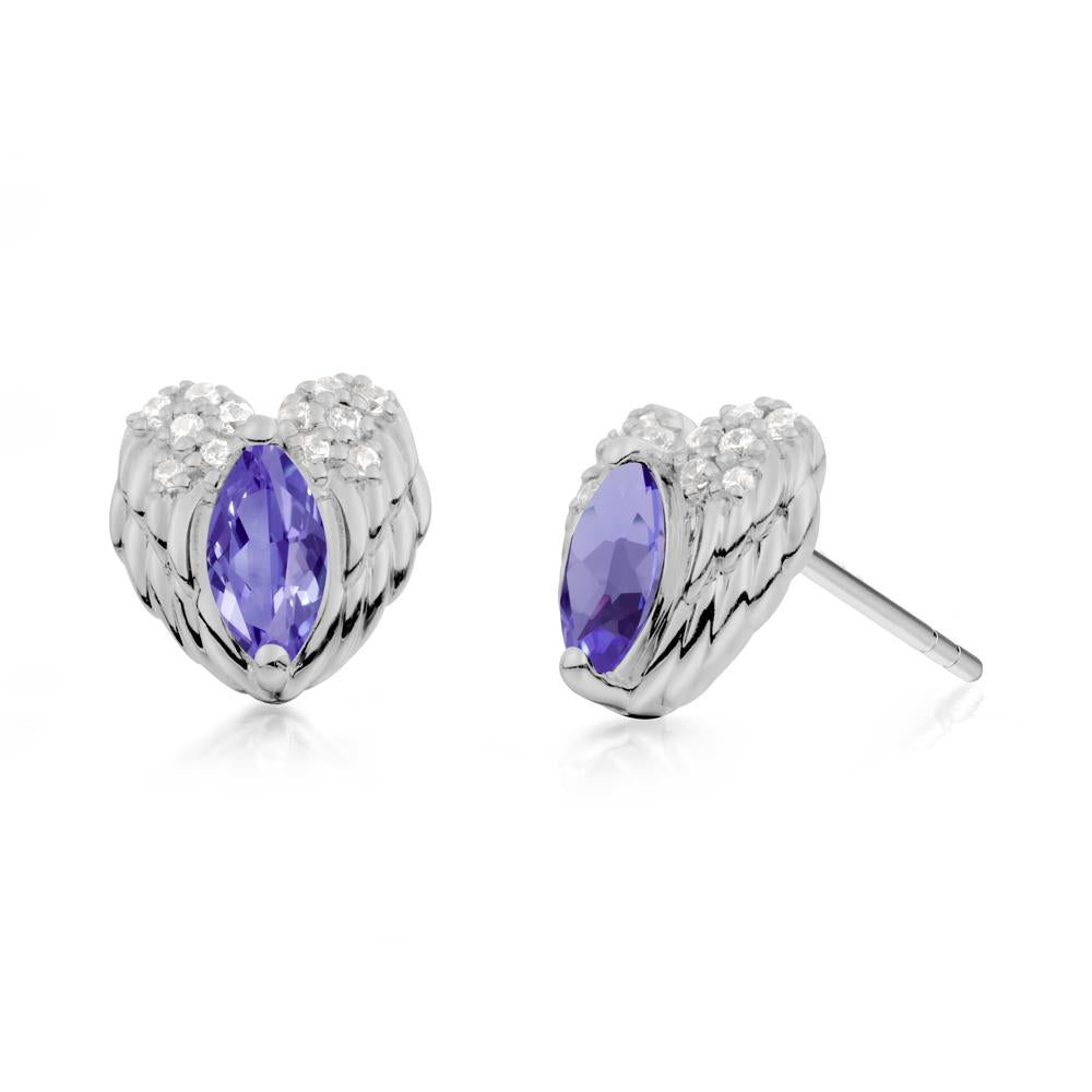 Marquise Tanzanite Angel Wings Heart Stud Earrings - LUO Jewelry #metal_platinum