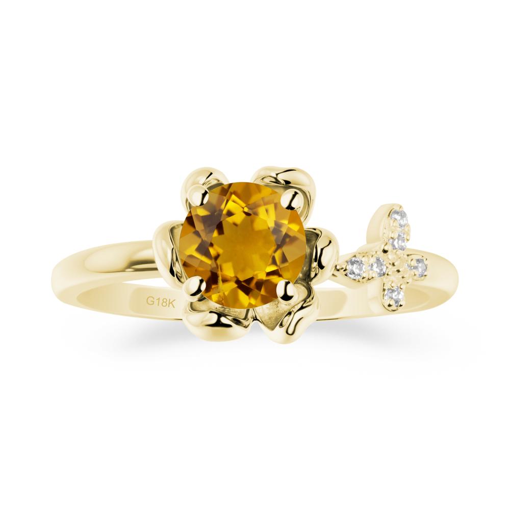 Round Citrine Petal Halo Ring - LUO Jewelry #metal_18k yellow gold