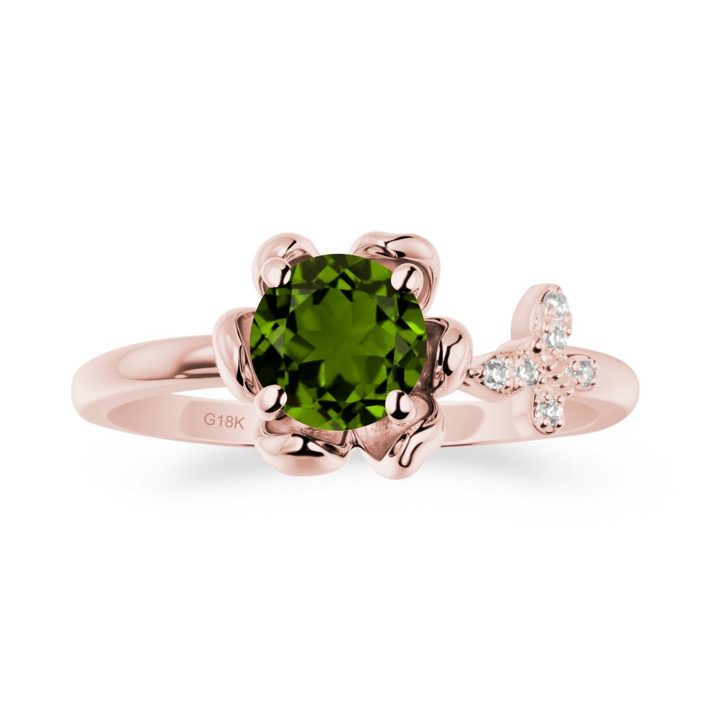 Floral Inspired Diopside Ring with Butterfly - LUO Jewelry #metal_18k rose gold