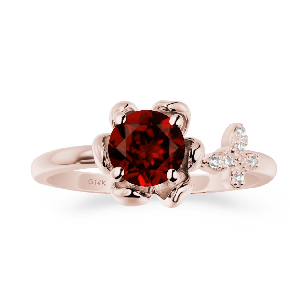 Round Garnet Petal Promise Ring - LUO Jewelry #metal_14k rose gold